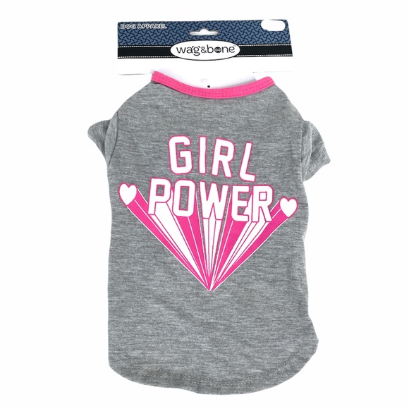 Wag & Bone Girl Power Dog Shirt, Gray, Pink, Small, Medium - Picture 5 of 5
